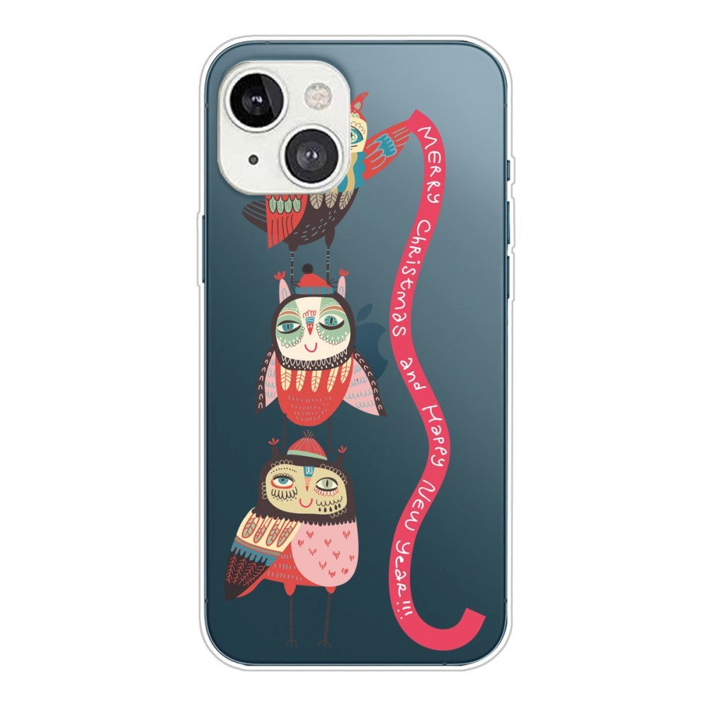 iPhone 14 Fleksibel Plastik Jule Cover - Ugler