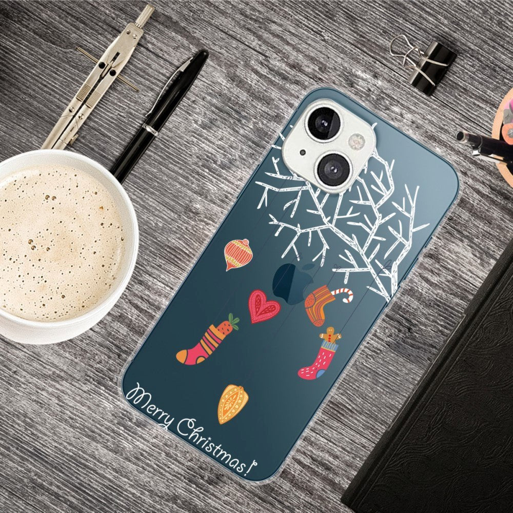 iPhone 14 Fleksibel Plastik Jule Cover - Juletræ Dekorationer