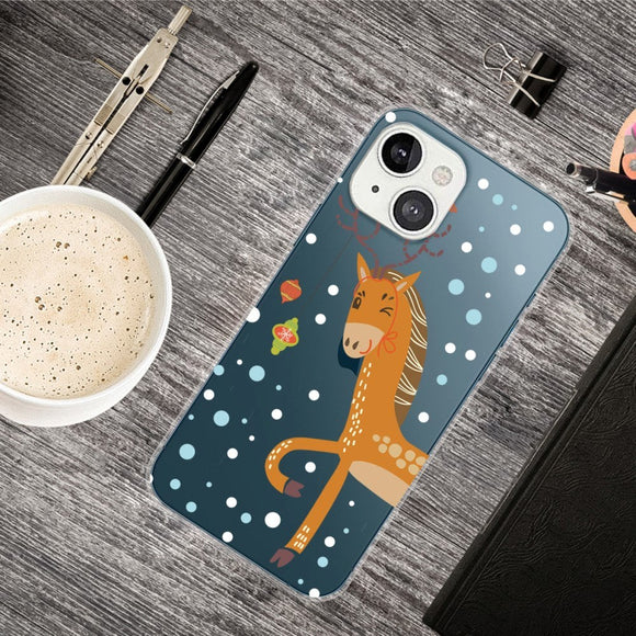 iPhone 14 Fleksibel Plastik Jule Cover - Rensdyr