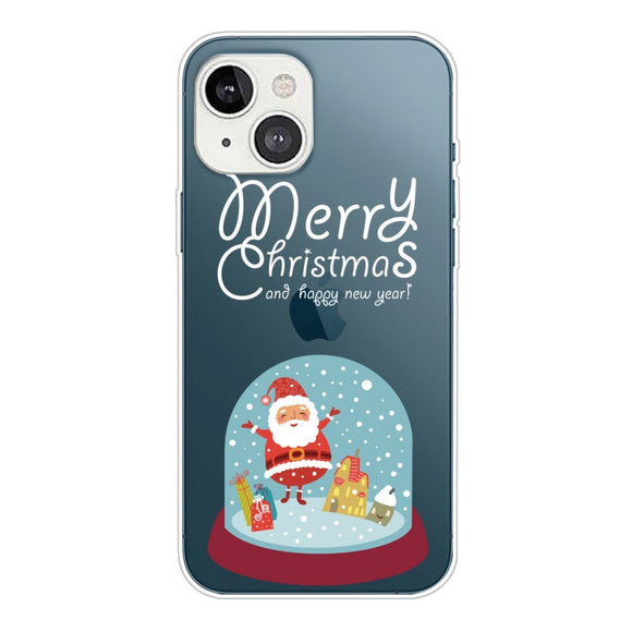 iPhone 14 Fleksibel Plastik Jule Cover - Sne Kugle