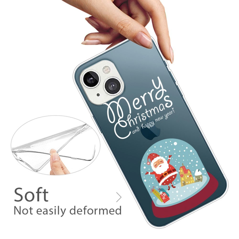 iPhone 14 Fleksibel Plastik Jule Cover - Sne Kugle