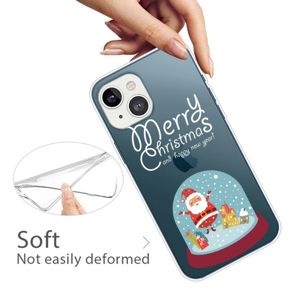 iPhone 14 Fleksibel Plastik Jule Cover - Sne Kugle