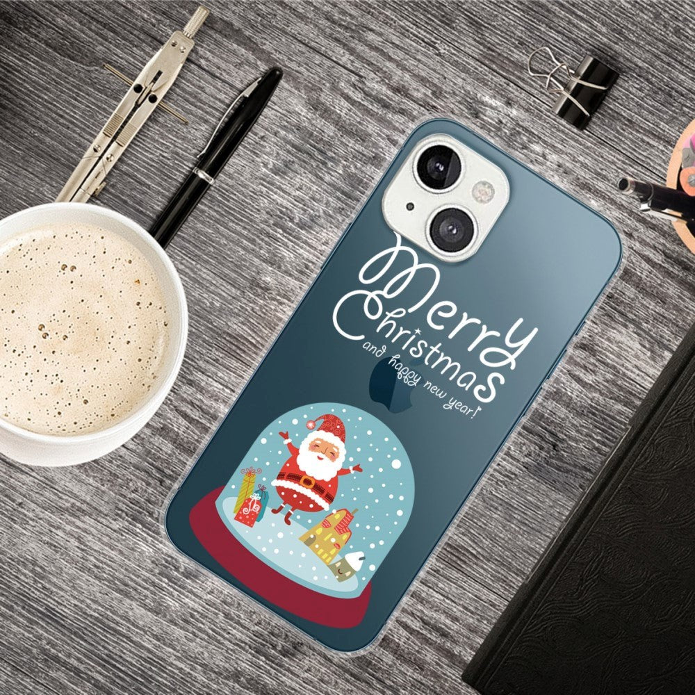 iPhone 14 Fleksibel Plastik Jule Cover - Sne Kugle