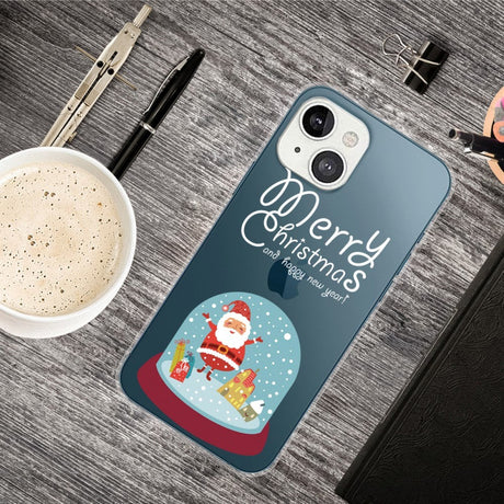 iPhone 14 Fleksibel Plastik Jule Cover - Sne Kugle