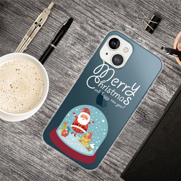 iPhone 14 Fleksibel Plastik Jule Cover - Sne Kugle