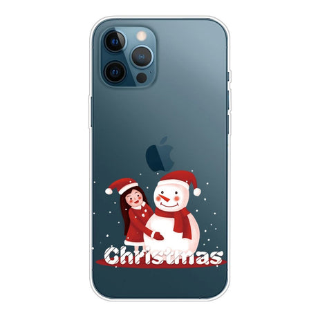 iPhone 14 Pro Fleksibel Plastik Jule Cover - Pige med Snemand