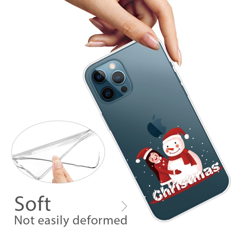 iPhone 14 Pro Fleksibel Plastik Jule Cover - Pige med Snemand