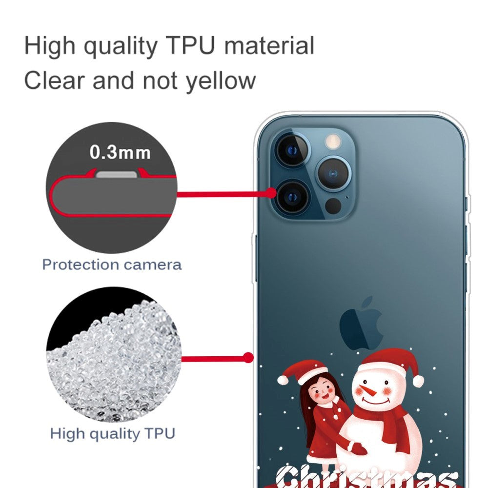 iPhone 14 Pro Fleksibel Plastik Jule Cover - Pige med Snemand