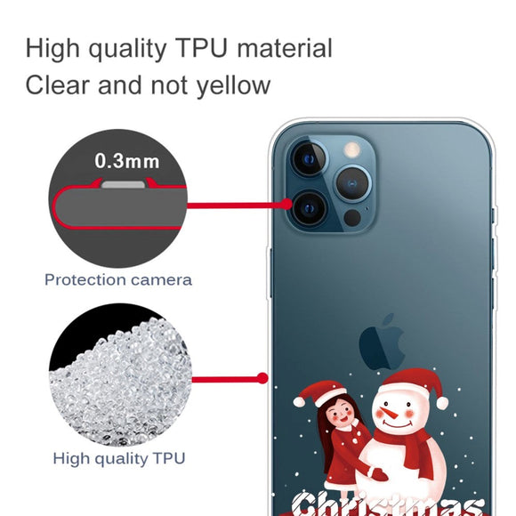 iPhone 14 Pro Fleksibel Plastik Jule Cover - Pige med Snemand