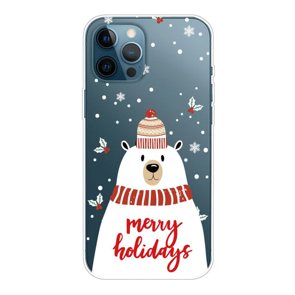 iPhone 14 Pro Fleksibel Plastik Jule Cover - Julebjørn