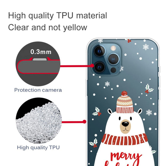 iPhone 14 Pro Fleksibel Plastik Jule Cover - Julebjørn