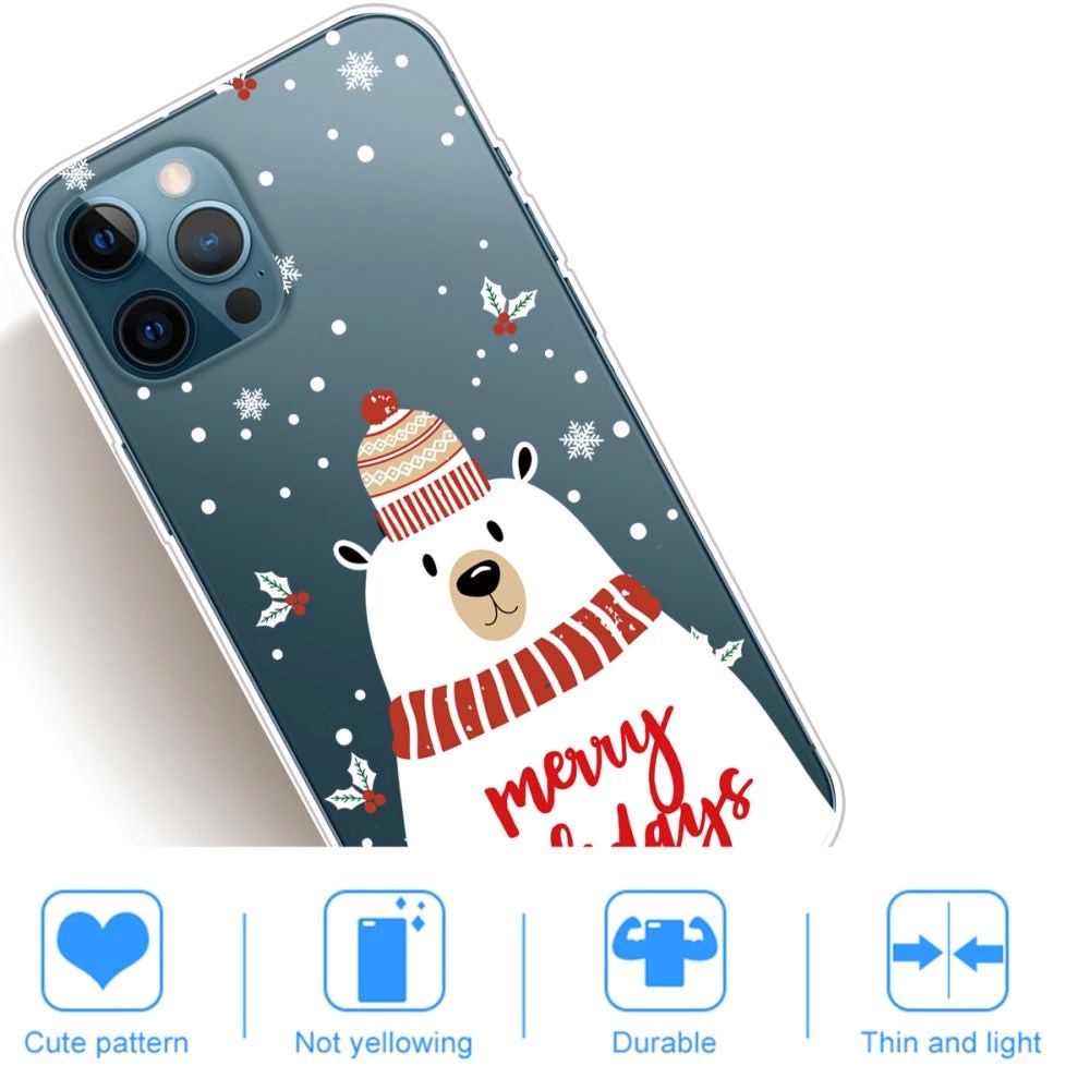 iPhone 14 Pro Fleksibel Plastik Jule Cover - Julebjørn