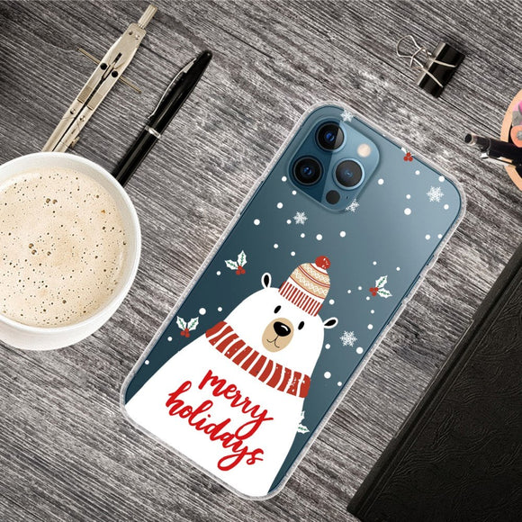 iPhone 14 Pro Fleksibel Plastik Jule Cover - Julebjørn