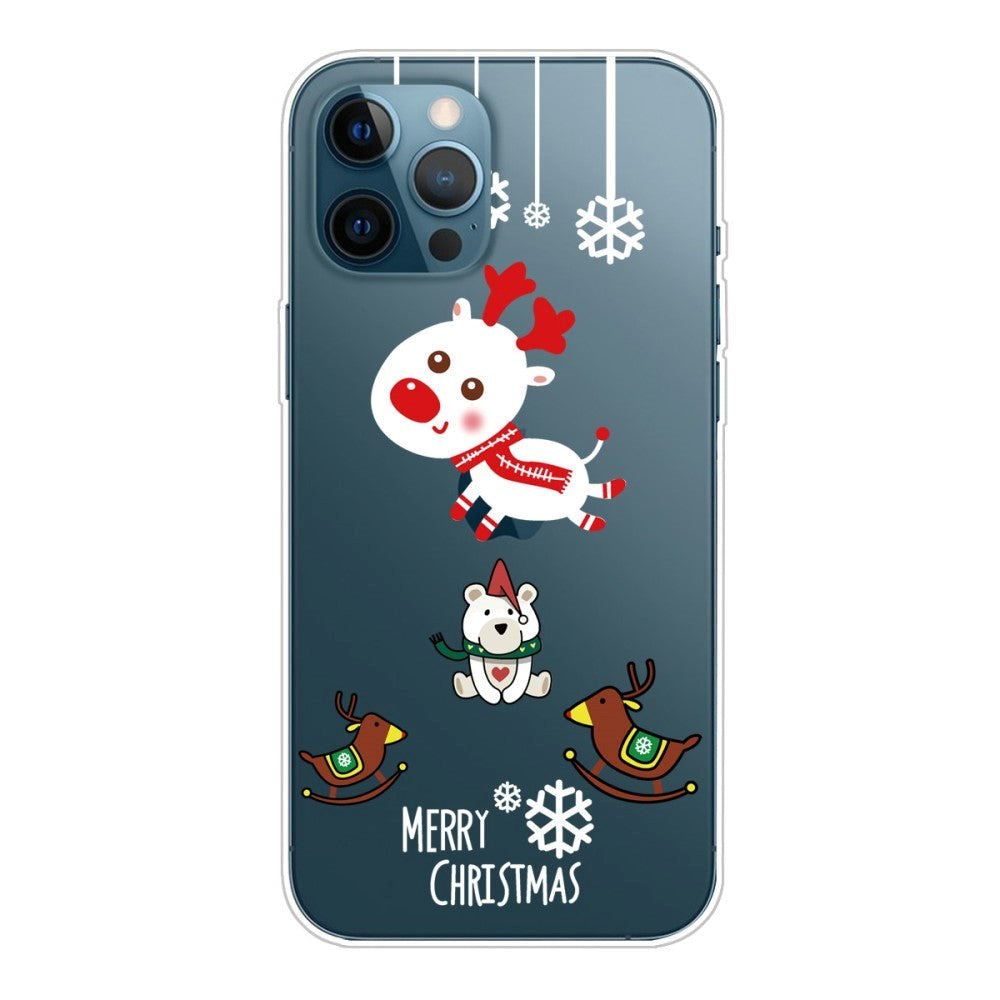 iPhone 14 Pro Fleksibel Plastik Jule Cover - Jule Rensdyr