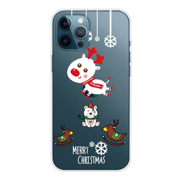 iPhone 14 Pro Fleksibel Plastik Jule Cover - Jule Rensdyr