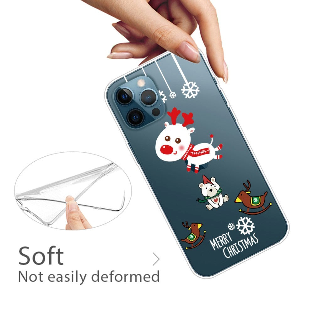 iPhone 14 Pro Fleksibel Plastik Jule Cover - Jule Rensdyr