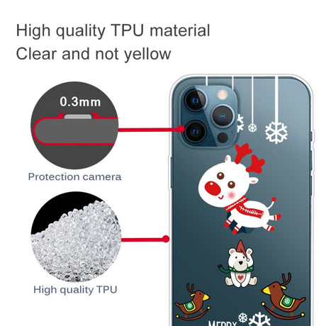 iPhone 14 Pro Fleksibel Plastik Jule Cover - Jule Rensdyr