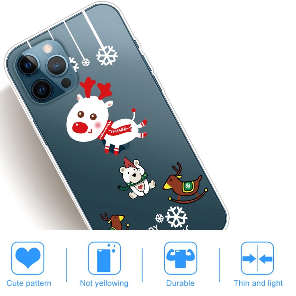 iPhone 14 Pro Fleksibel Plastik Jule Cover - Jule Rensdyr