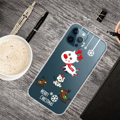 iPhone 14 Pro Fleksibel Plastik Jule Cover - Jule Rensdyr