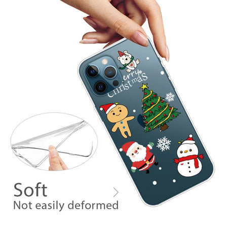 iPhone 14 Pro Fleksibel Plastik Jule Cover - Søde Julefigurer