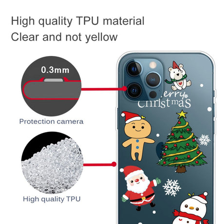 iPhone 14 Pro Fleksibel Plastik Jule Cover - Søde Julefigurer