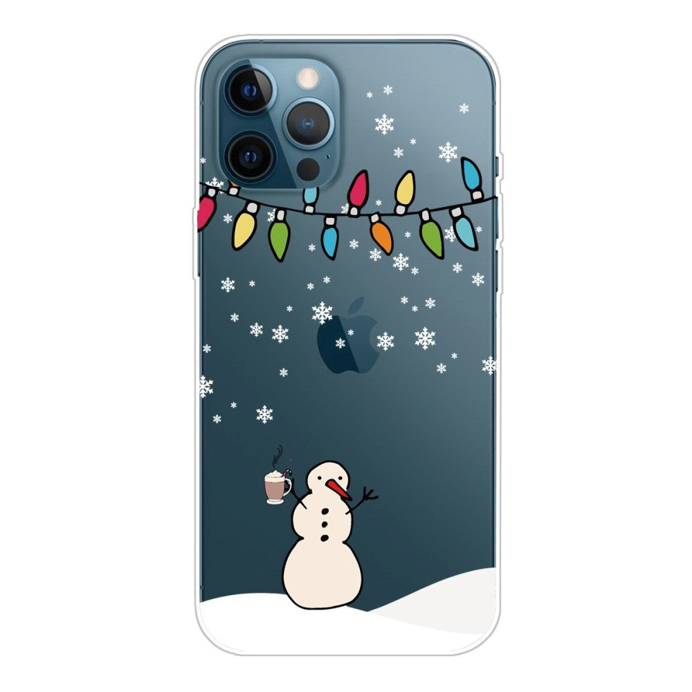 iPhone 14 Pro Fleksibel Plastik Jule Cover - Snemand med Kakao