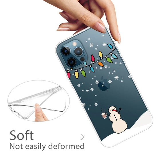 iPhone 14 Pro Fleksibel Plastik Jule Cover - Snemand med Kakao