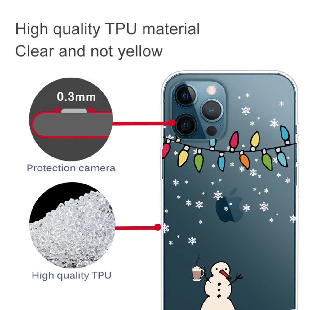 iPhone 14 Pro Fleksibel Plastik Jule Cover - Snemand med Kakao