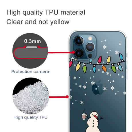 iPhone 14 Pro Fleksibel Plastik Jule Cover - Snemand med Kakao