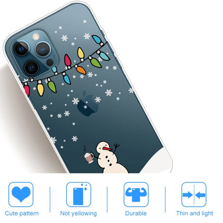 iPhone 14 Pro Fleksibel Plastik Jule Cover - Snemand med Kakao