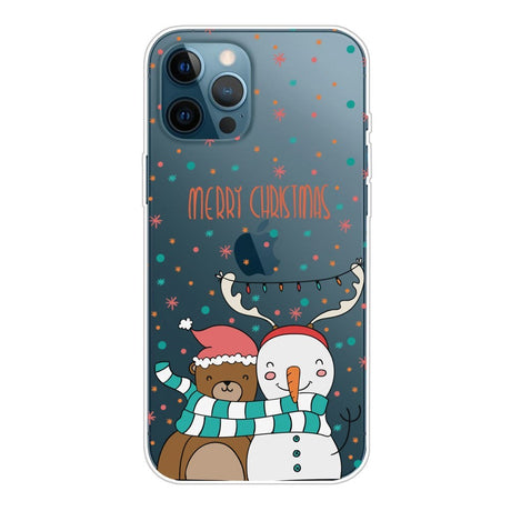 iPhone 14 Pro Fleksibel Plastik Jule Cover - Snemand og Bjørn