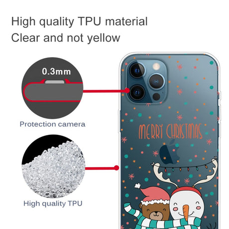 iPhone 14 Pro Fleksibel Plastik Jule Cover - Snemand og Bjørn