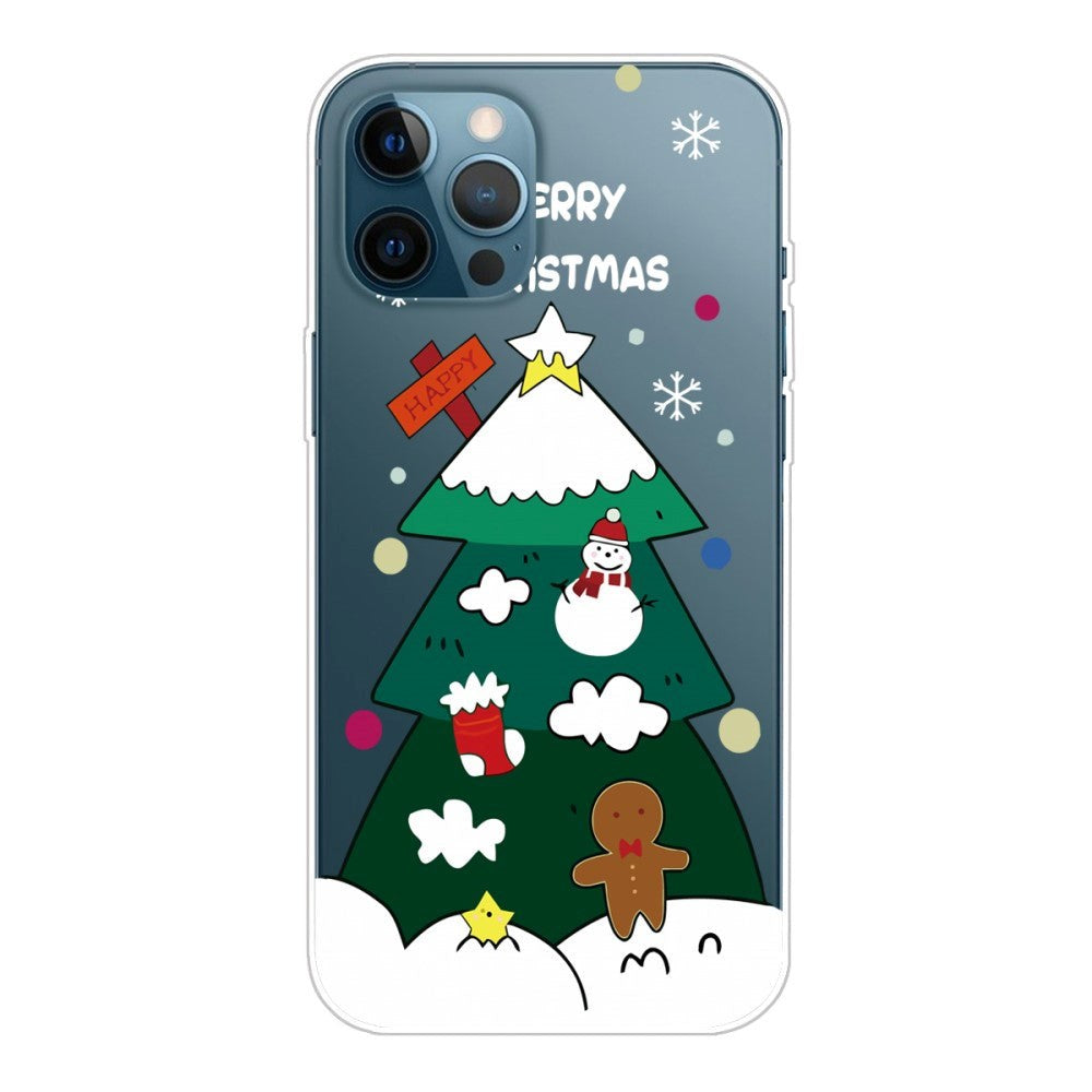 iPhone 14 Pro Fleksibel Plastik Jule Cover - Juletræ
