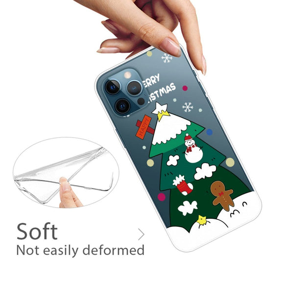 iPhone 14 Pro Fleksibel Plastik Jule Cover - Juletræ