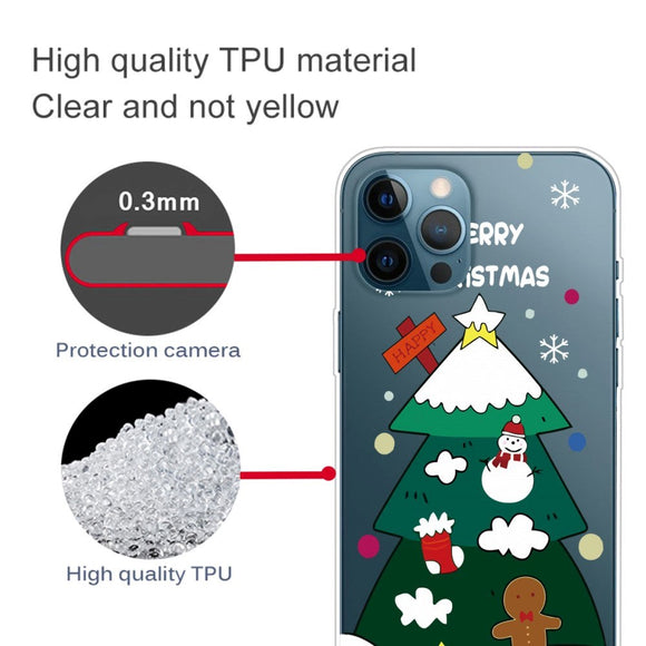 iPhone 14 Pro Fleksibel Plastik Jule Cover - Juletræ