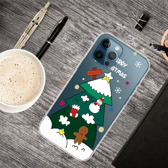 iPhone 14 Pro Fleksibel Plastik Jule Cover - Juletræ