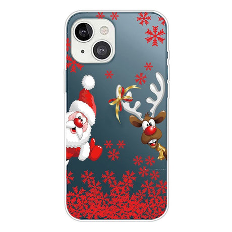 iPhone 14 Fleksibelt Plast Jule Cover - Merry Christmas - Julemand og Rensdyr