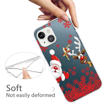 iPhone 14 Fleksibelt Plast Jule Cover - Merry Christmas - Julemand og Rensdyr
