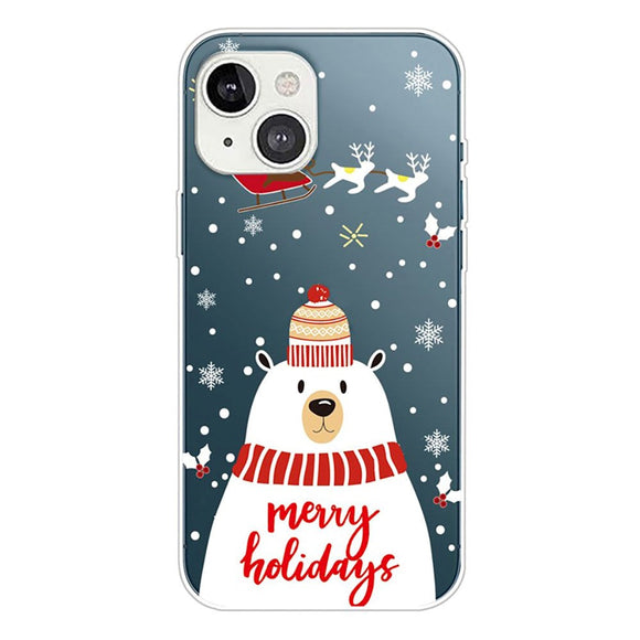 iPhone 14 Fleksibelt Plast Jule Cover - Merry Christmas - Isbjørn