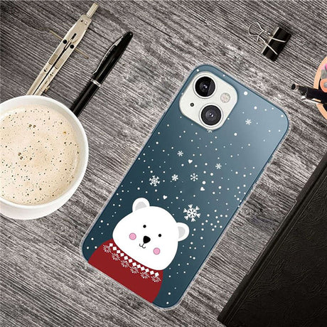 iPhone 14 Fleksibelt Plast Jule Cover - Merry Christmas - Julebjørn