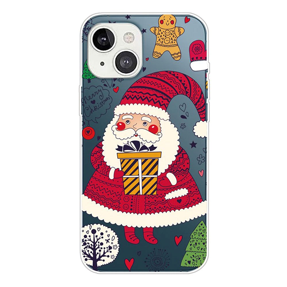 iPhone 14 Fleksibelt Plast Jule Cover - Merry Christmas - Julemand med Gave