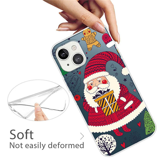 iPhone 14 Fleksibelt Plast Jule Cover - Merry Christmas - Julemand med Gave