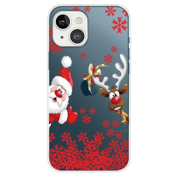 iPhone 14 Plus Fleksibelt Plast Jule Cover - Julemand & Rensdyr