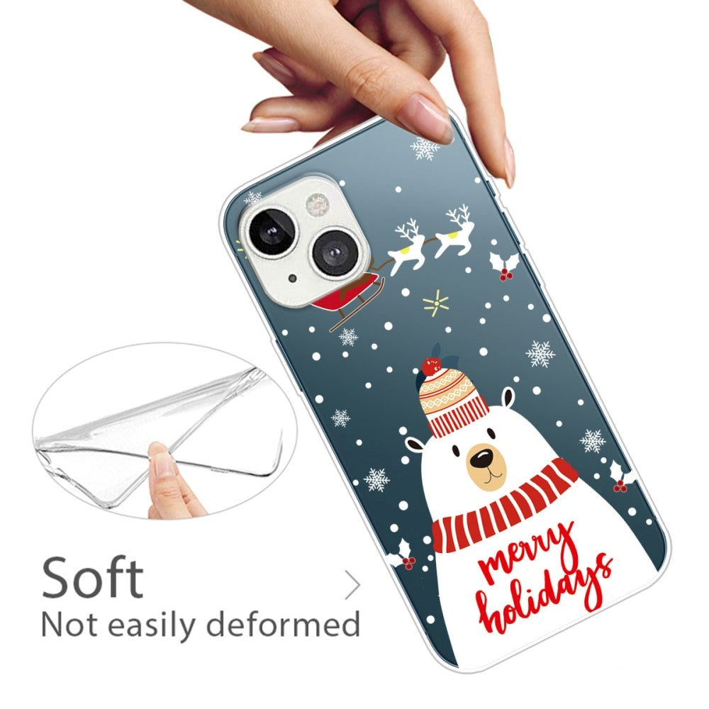 iPhone 14 Plus Fleksibelt Plast Jule Cover - Isbjørn