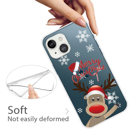 iPhone 14 Plus Fleksibelt Plast Jule Cover - Rensdyr Med Nissehue