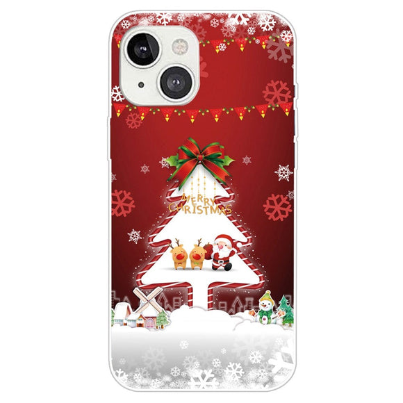 iPhone 14 Plus Fleksibelt Plast Jule Cover - Juletræ