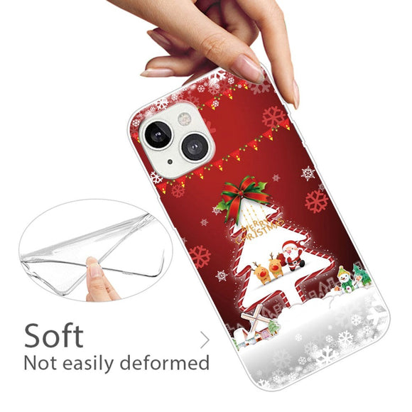 iPhone 14 Plus Fleksibelt Plast Jule Cover - Juletræ
