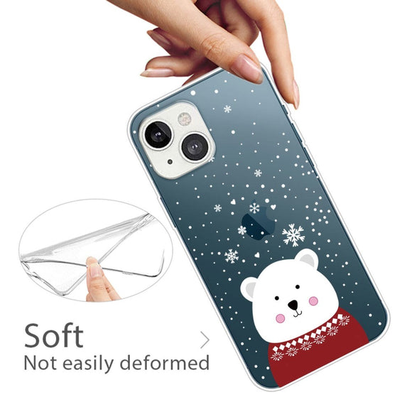iPhone 14 Plus Fleksibelt Plast Jule Cover - Julebjørn