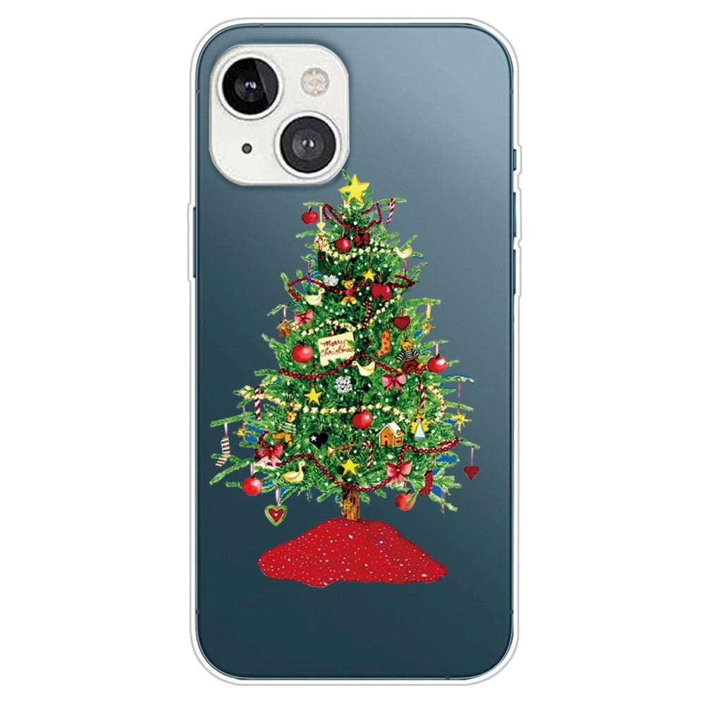 iPhone 14 Plus Fleksibelt Plast Jule Cover - Pyntet Juletræ
