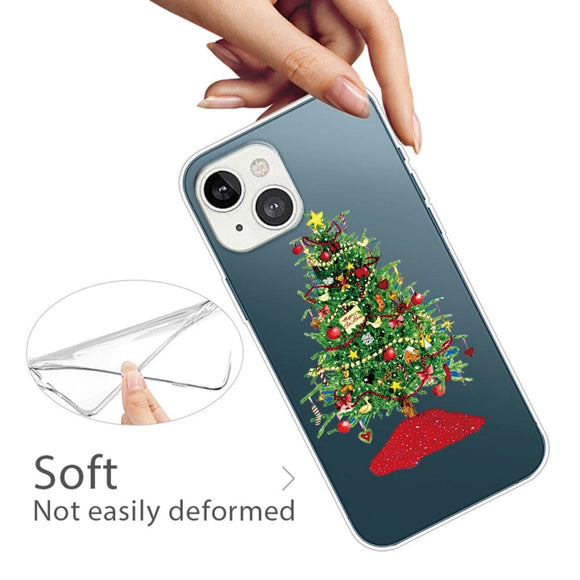 iPhone 14 Plus Fleksibelt Plast Jule Cover - Pyntet Juletræ